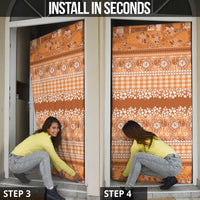 Hawaiian Hibiscus Honu Door Cover Gold Mele Kalikimaka Palaka Spirit - Polynesian Pride