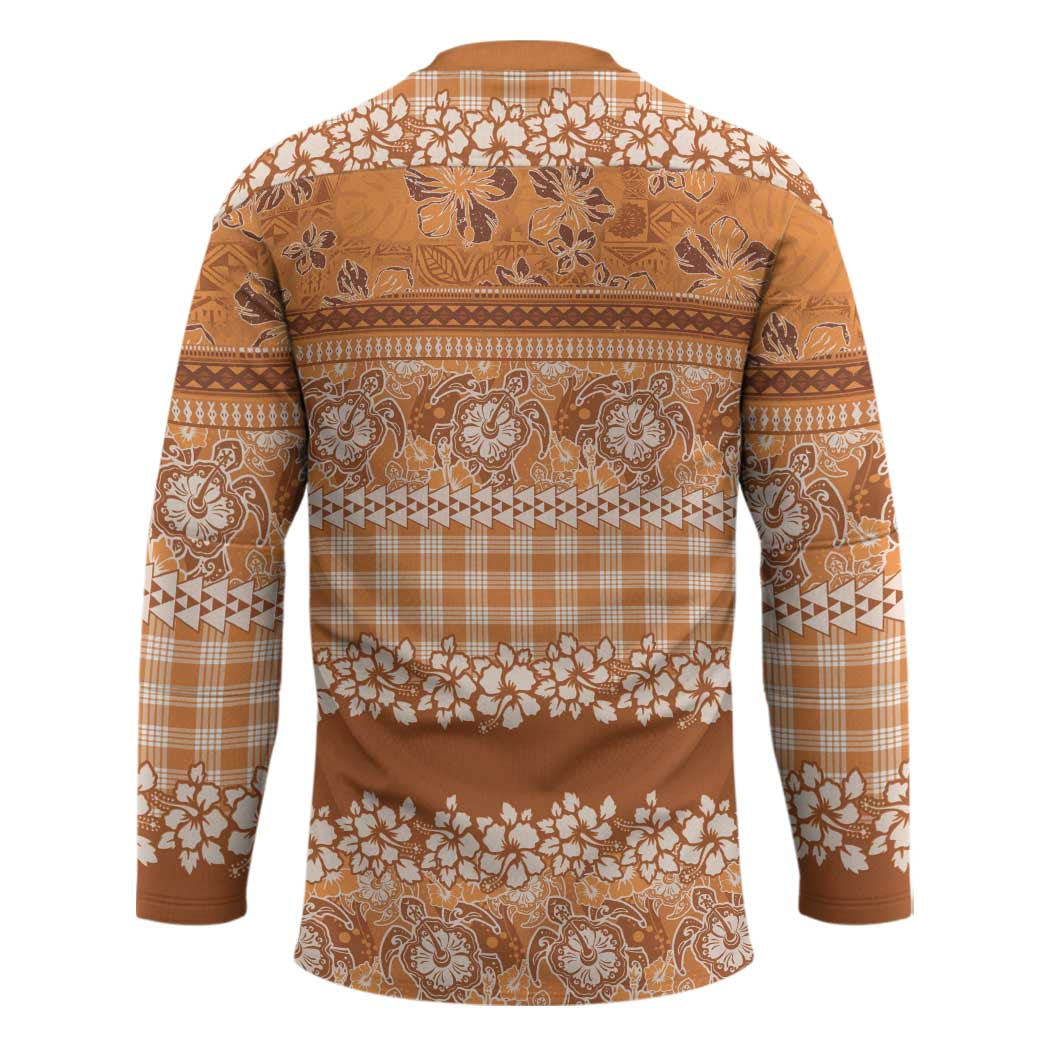 Hawaiian Hibiscus Honu Hockey Jersey Gold Mele Kalikimaka Palaka Spirit - Polynesian Pride