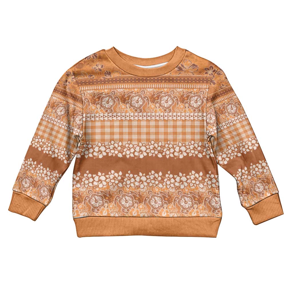 Hawaiian Hibiscus Honu Kid Ugly Christmas Sweater Gold Mele Kalikimaka Palaka Spirit - Polynesian Pride