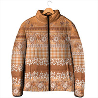 Hawaiian Hibiscus Honu Padded Jacket Gold Mele Kalikimaka Palaka Spirit - Polynesian Pride