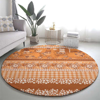 Hawaiian Hibiscus Honu Round Carpet Gold Mele Kalikimaka Palaka Spirit - Polynesian Pride