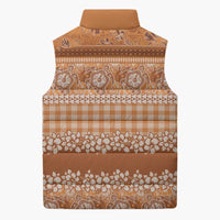 Hawaiian Hibiscus Honu Sleeveless Puffer Jacket Gold Mele Kalikimaka Palaka Spirit - Polynesian Pride