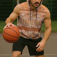 Hawaiian Hibiscus Honu Sleeveless Zip Hoodie Gold Mele Kalikimaka Palaka Spirit - Polynesian Pride