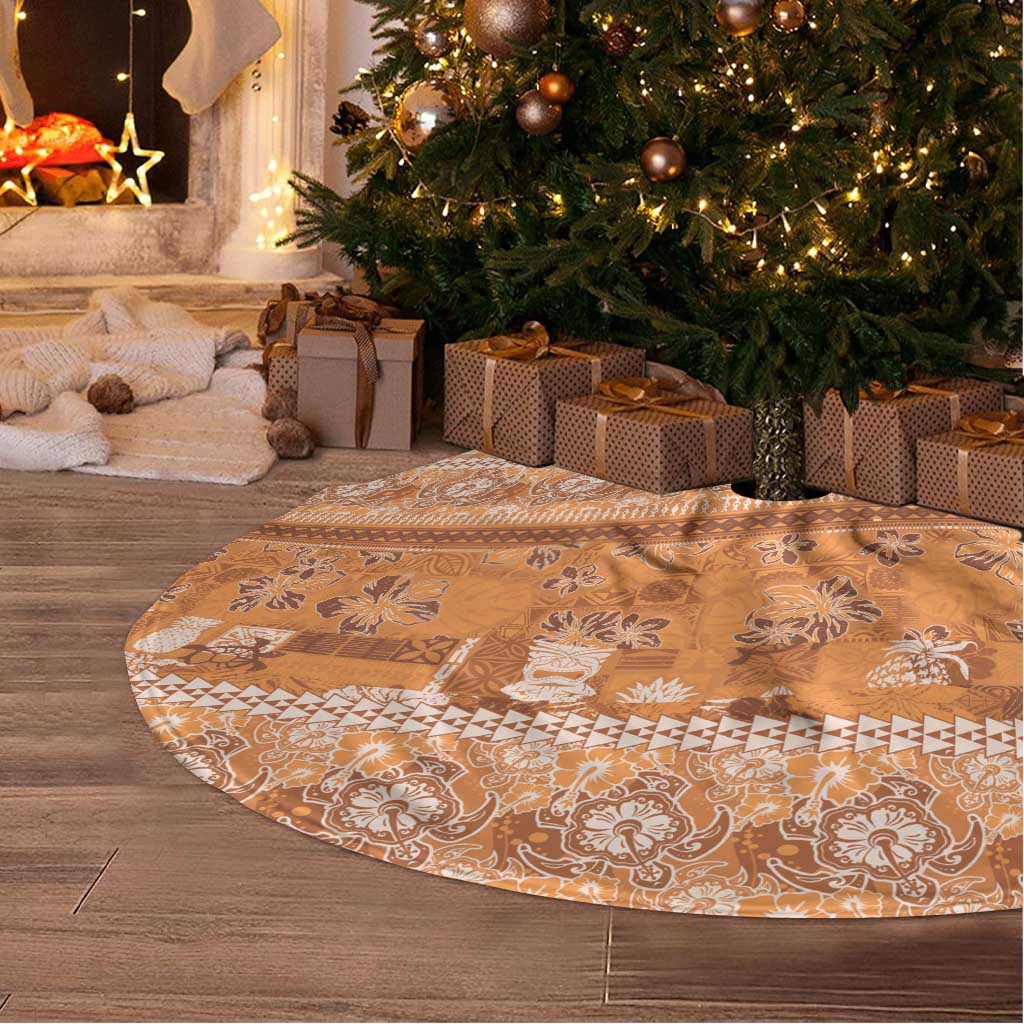 Hawaiian Hibiscus Honu Tree Skirt Gold Mele Kalikimaka Palaka Spirit - Polynesian Pride