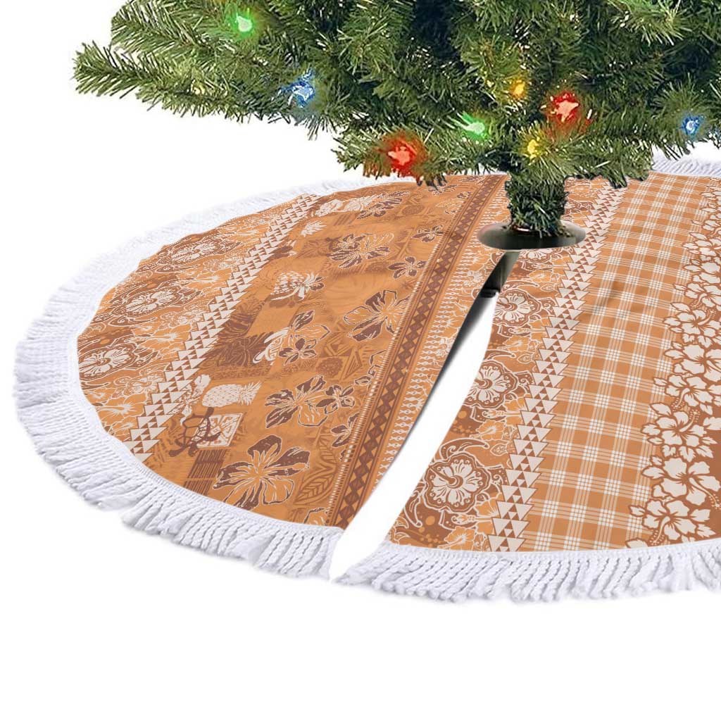 Hawaiian Hibiscus Honu Tree Skirt Gold Mele Kalikimaka Palaka Spirit - Polynesian Pride