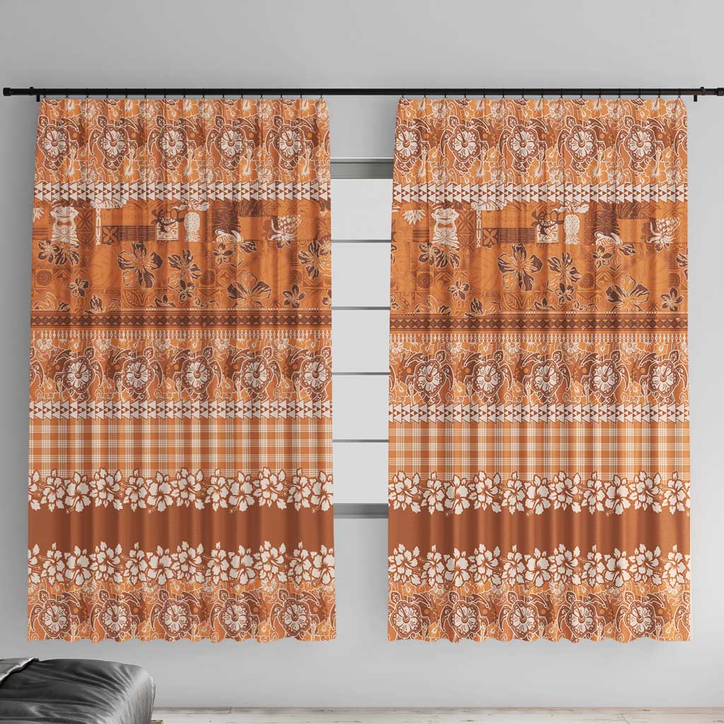 Hawaiian Hibiscus Honu Window Curtain Gold Mele Kalikimaka Palaka Spirit - Polynesian Pride