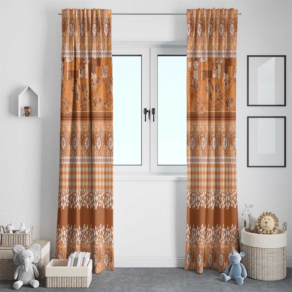 Hawaiian Hibiscus Honu Window Curtain Gold Mele Kalikimaka Palaka Spirit - Polynesian Pride