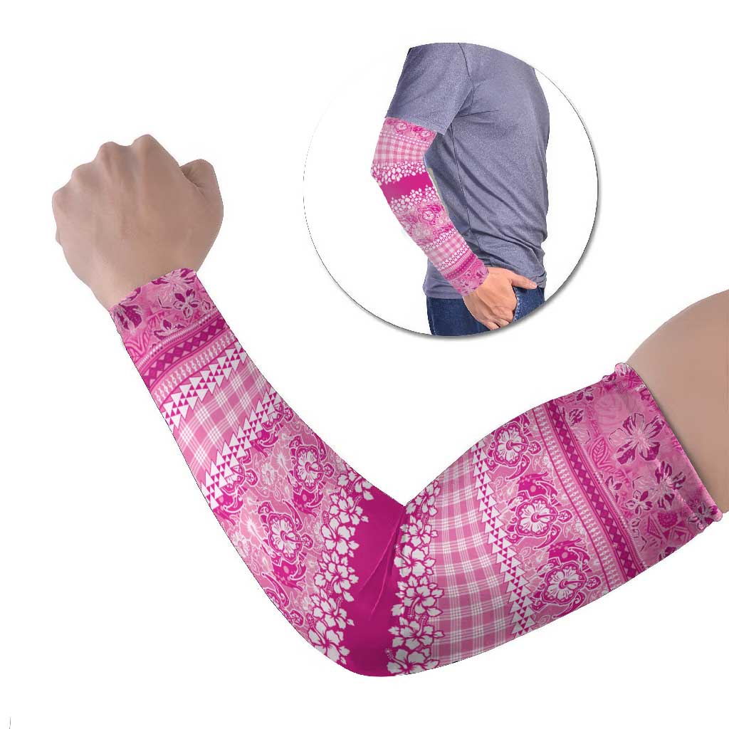 Hawaiian Hibiscus Honu Arm Sleeves Pink Mele Kalikimaka Palaka Spirit - Polynesian Pride