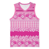 Hawaiian Hibiscus Honu Basketball Jersey Pink Mele Kalikimaka Palaka Spirit - Polynesian Pride