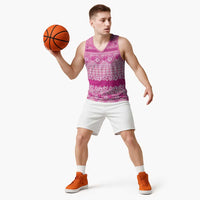 Hawaiian Hibiscus Honu Basketball Jersey Pink Mele Kalikimaka Palaka Spirit - Polynesian Pride