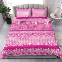 Hawaiian Hibiscus Honu Bedding Set Pink Mele Kalikimaka Palaka Spirit - Polynesian Pride