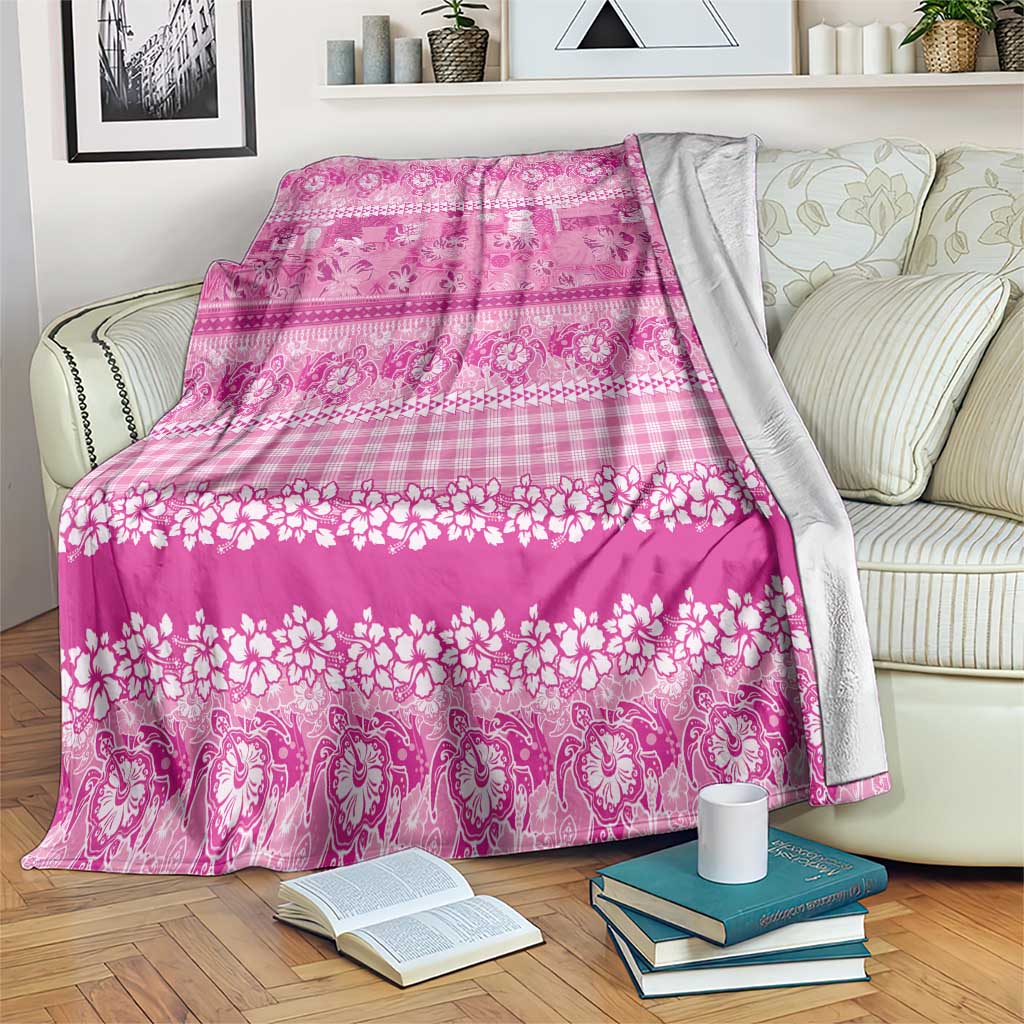 Hawaiian Hibiscus Honu Blanket Pink Mele Kalikimaka Palaka Spirit - Polynesian Pride