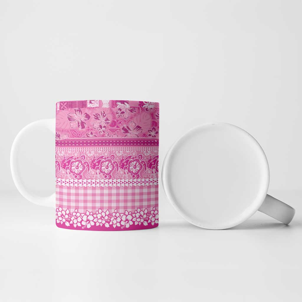 Hawaiian Hibiscus Honu Ceramic Mug Pink Mele Kalikimaka Palaka Spirit - Polynesian Pride