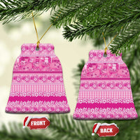 Hawaiian Hibiscus Honu Ceramic Ornament Pink Mele Kalikimaka Palaka Spirit - Polynesian Pride