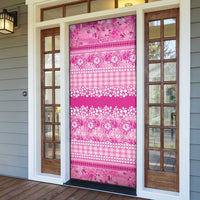 Hawaiian Hibiscus Honu Door Cover Pink Mele Kalikimaka Palaka Spirit - Polynesian Pride