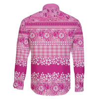 Hawaiian Hibiscus Honu Family Matching Long Sleeve Bodycon Dress and Hawaiian Shirt Pink Mele Kalikimaka Palaka Spirit - Polynesian Pride