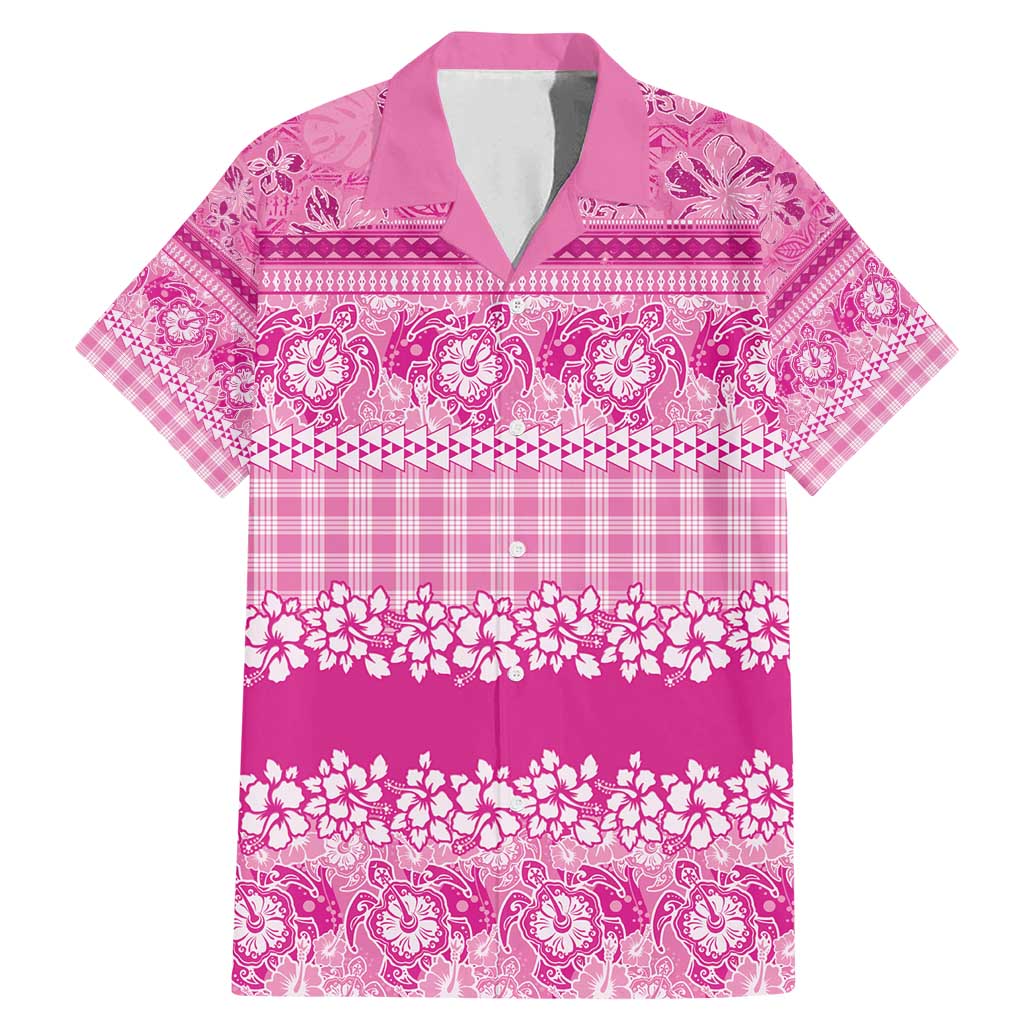 Hawaiian Hibiscus Honu Family Matching Mermaid Dress and Hawaiian Shirt Pink Mele Kalikimaka Palaka Spirit - Polynesian Pride
