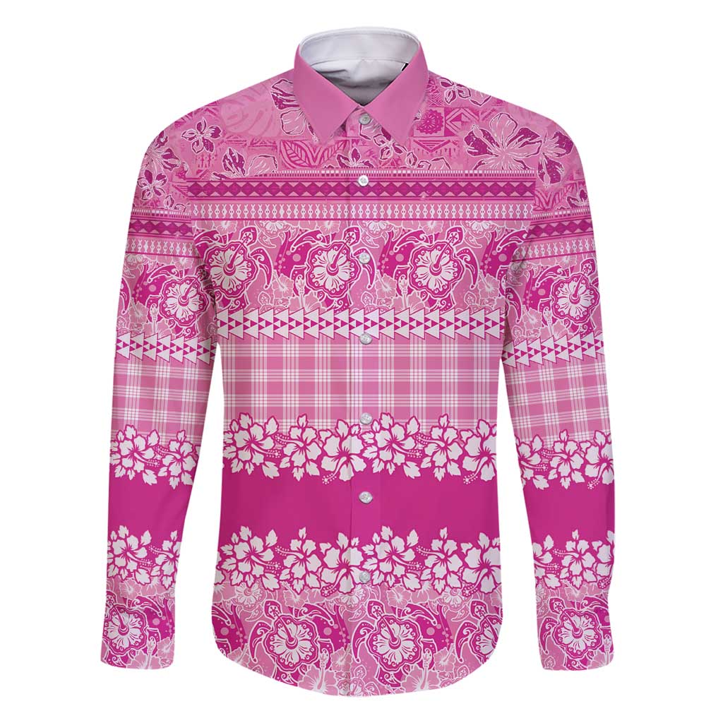 Hawaiian Hibiscus Honu Family Matching Mermaid Dress and Hawaiian Shirt Pink Mele Kalikimaka Palaka Spirit - Polynesian Pride