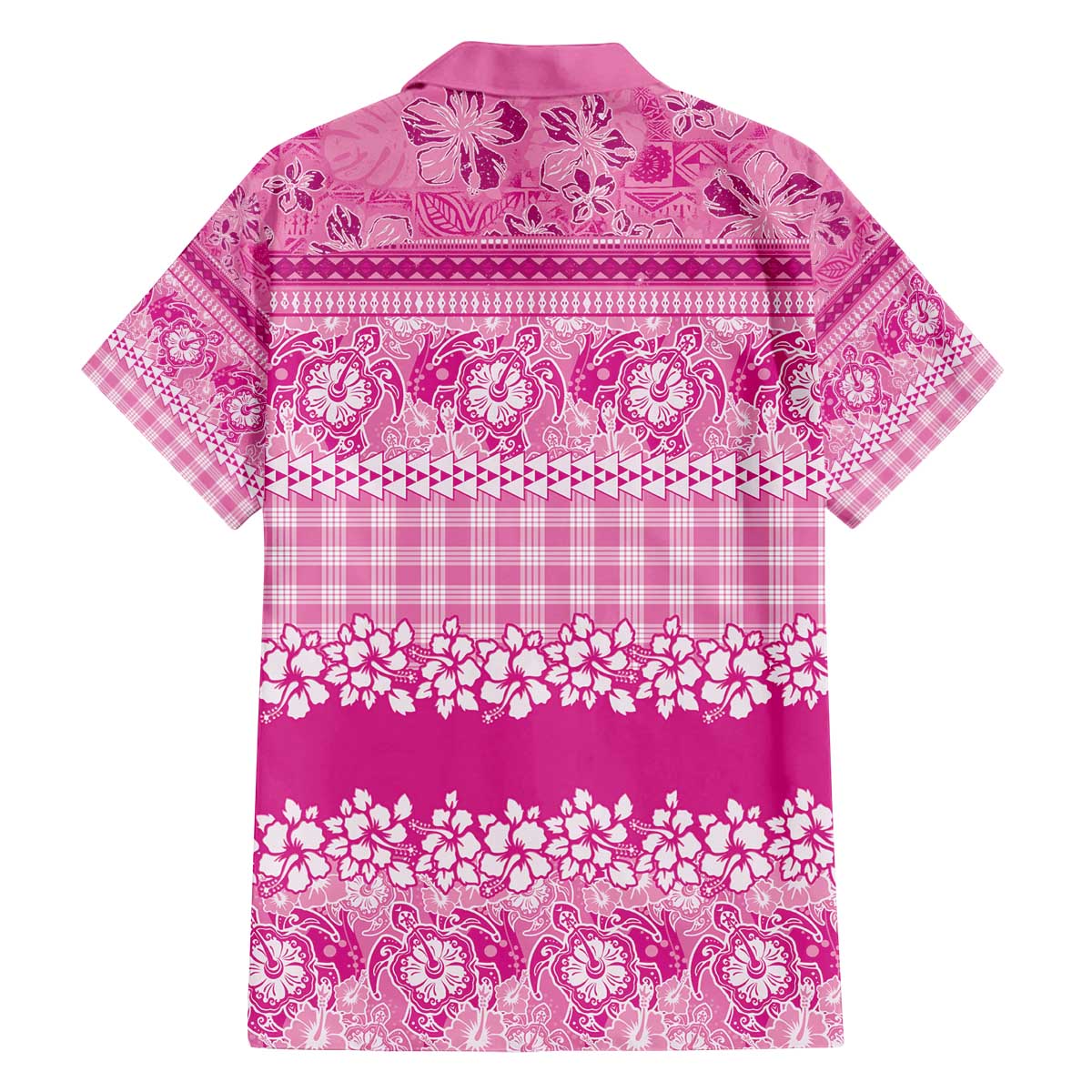 Hawaiian Hibiscus Honu Family Matching Off The Shoulder Long Sleeve Dress and Hawaiian Shirt Pink Mele Kalikimaka Palaka Spirit - Polynesian Pride