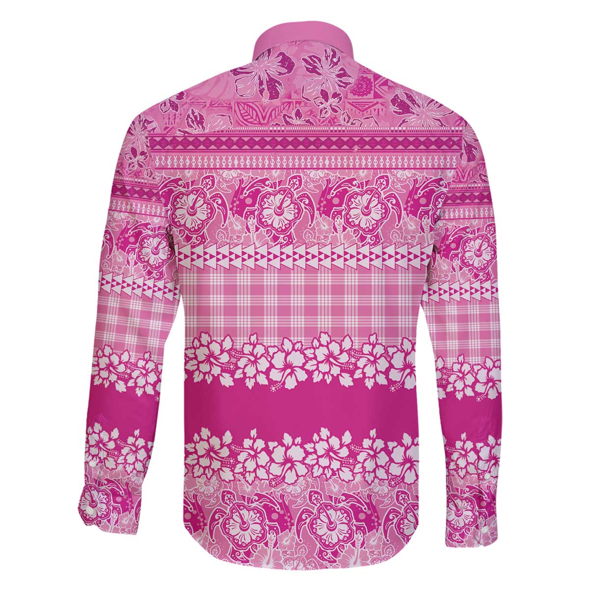 Hawaiian Hibiscus Honu Family Matching Off The Shoulder Long Sleeve Dress and Hawaiian Shirt Pink Mele Kalikimaka Palaka Spirit - Polynesian Pride