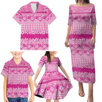 Hawaiian Hibiscus Honu Family Matching Puletasi and Hawaiian Shirt Pink Mele Kalikimaka Palaka Spirit - Polynesian Pride