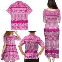 Hawaiian Hibiscus Honu Family Matching Puletasi and Hawaiian Shirt Pink Mele Kalikimaka Palaka Spirit - Polynesian Pride