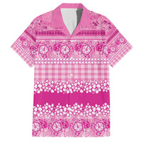 Hawaiian Hibiscus Honu Family Matching Short Sleeve Bodycon Dress and Hawaiian Shirt Pink Mele Kalikimaka Palaka Spirit - Polynesian Pride