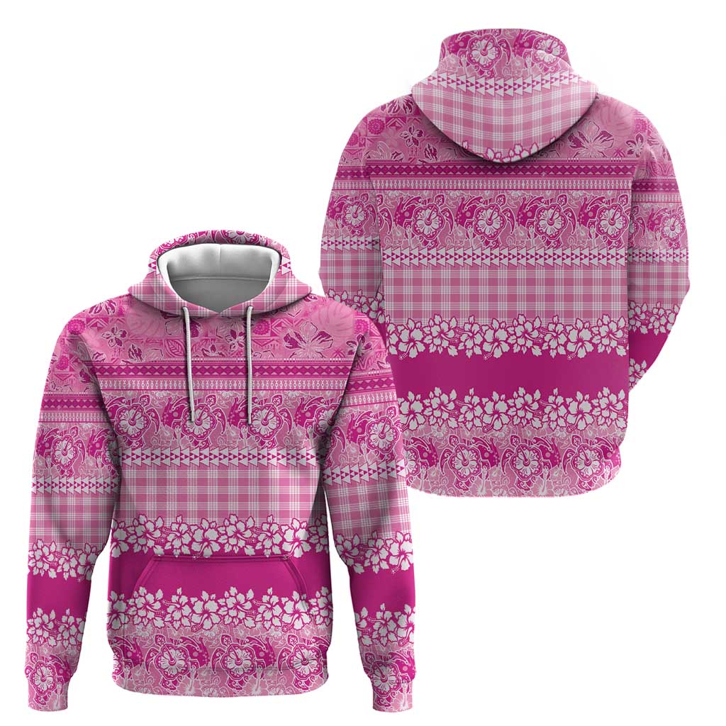 Hawaiian Hibiscus Honu Hoodie Pink Mele Kalikimaka Palaka Spirit - Polynesian Pride