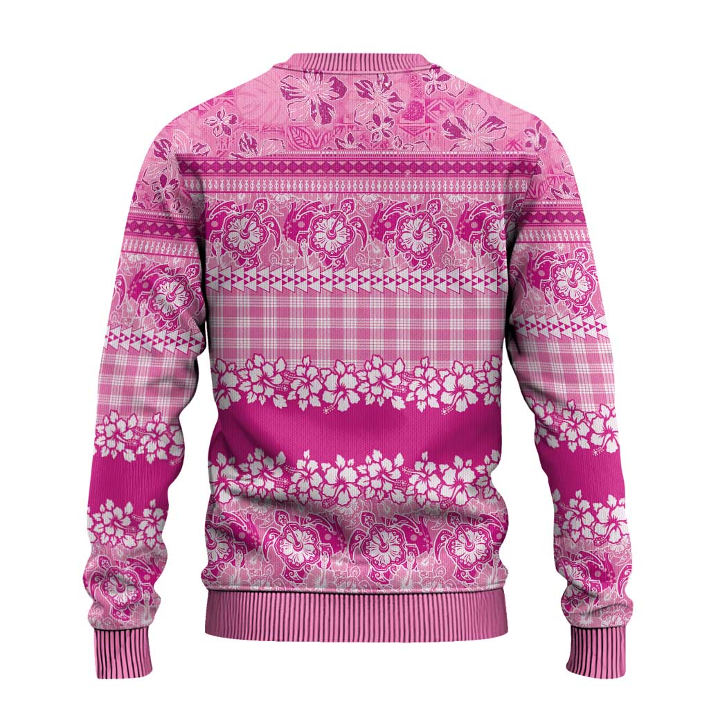 Hawaiian Hibiscus Honu Ugly Christmas Sweater Pink Mele Kalikimaka Palaka Spirit - Polynesian Pride