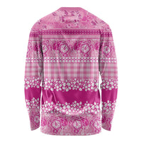 Hawaiian Hibiscus Honu Long Sleeve Shirt Pink Mele Kalikimaka Palaka Spirit - Polynesian Pride