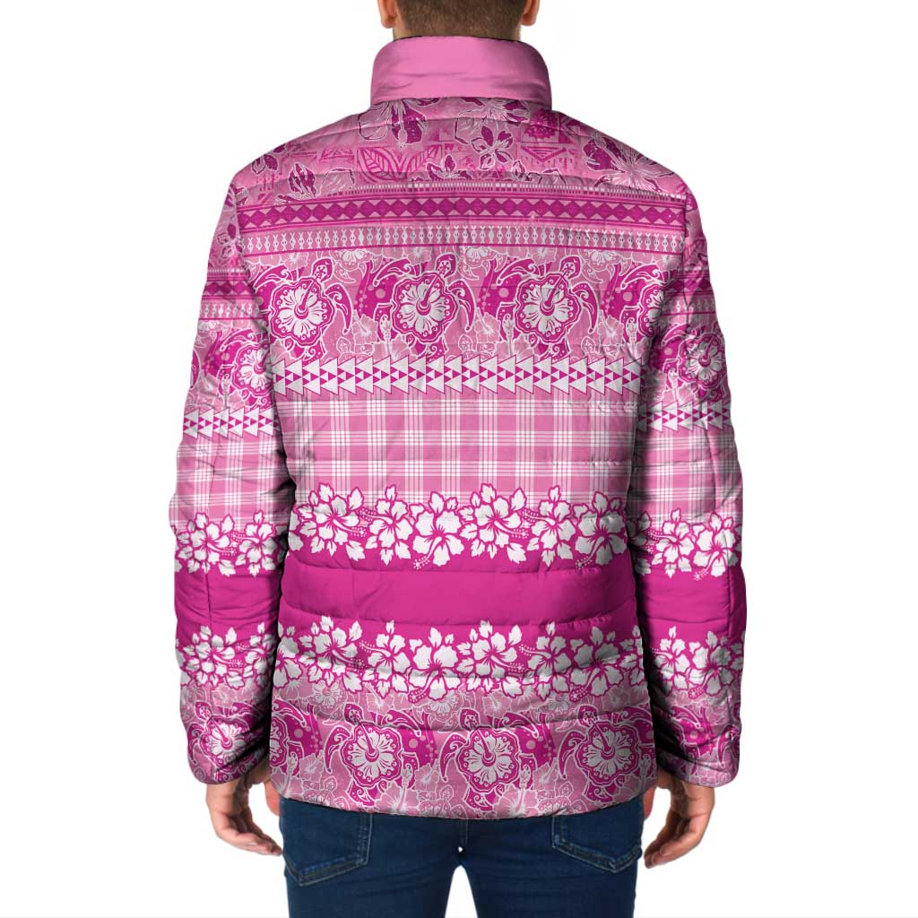 Hawaiian Hibiscus Honu Padded Jacket Pink Mele Kalikimaka Palaka Spirit - Polynesian Pride