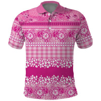 Hawaiian Hibiscus Honu Polo Shirt Pink Mele Kalikimaka Palaka Spirit - Polynesian Pride