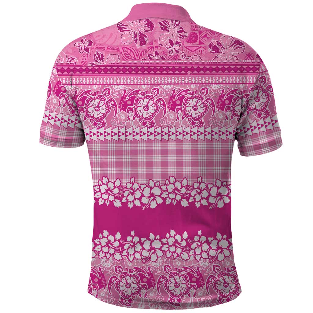 Hawaiian Hibiscus Honu Polo Shirt Pink Mele Kalikimaka Palaka Spirit - Polynesian Pride