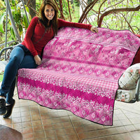 Hawaiian Hibiscus Honu Quilt Pink Mele Kalikimaka Palaka Spirit - Polynesian Pride