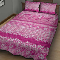 Hawaiian Hibiscus Honu Quilt Bed Set Pink Mele Kalikimaka Palaka Spirit - Polynesian Pride