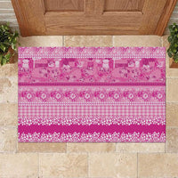 Hawaiian Hibiscus Honu Rubber Doormat Pink Mele Kalikimaka Palaka Spirit - Polynesian Pride