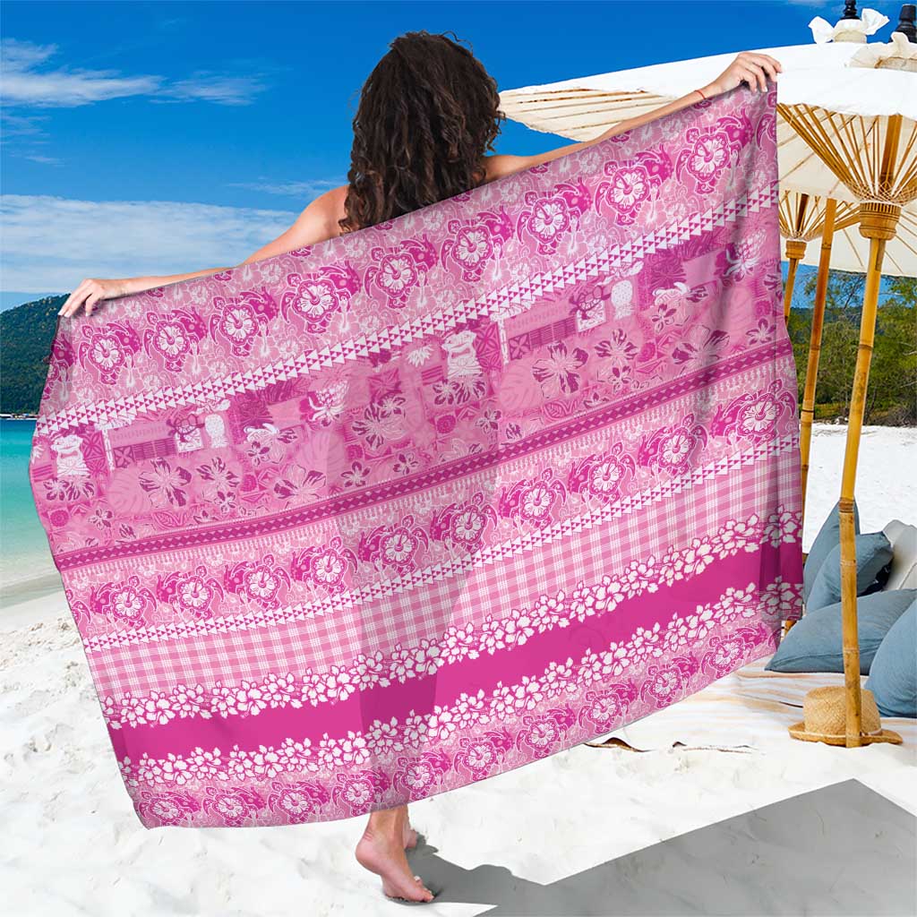 Hawaiian Hibiscus Honu Sarong Pink Mele Kalikimaka Palaka Spirit - Polynesian Pride