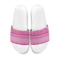 Hawaiian Hibiscus Honu Slide Sandals Pink Mele Kalikimaka Palaka Spirit - Polynesian Pride