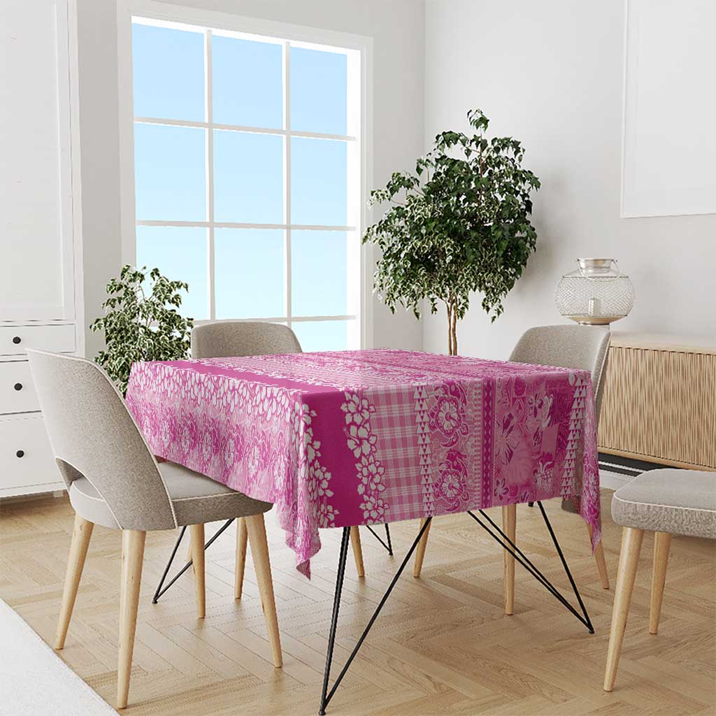 Hawaiian Hibiscus Honu Tablecloth Pink Mele Kalikimaka Palaka Spirit - Polynesian Pride