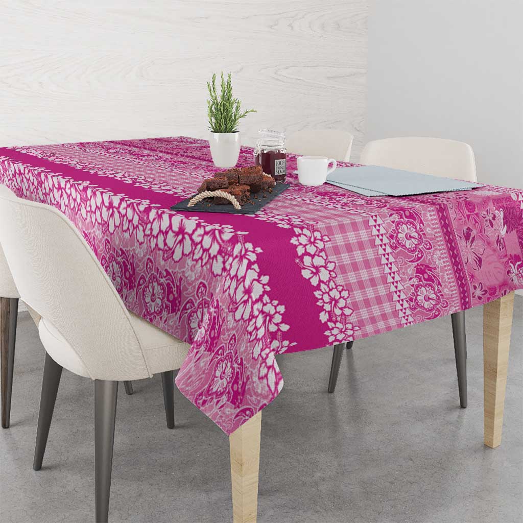 Hawaiian Hibiscus Honu Tablecloth Pink Mele Kalikimaka Palaka Spirit - Polynesian Pride