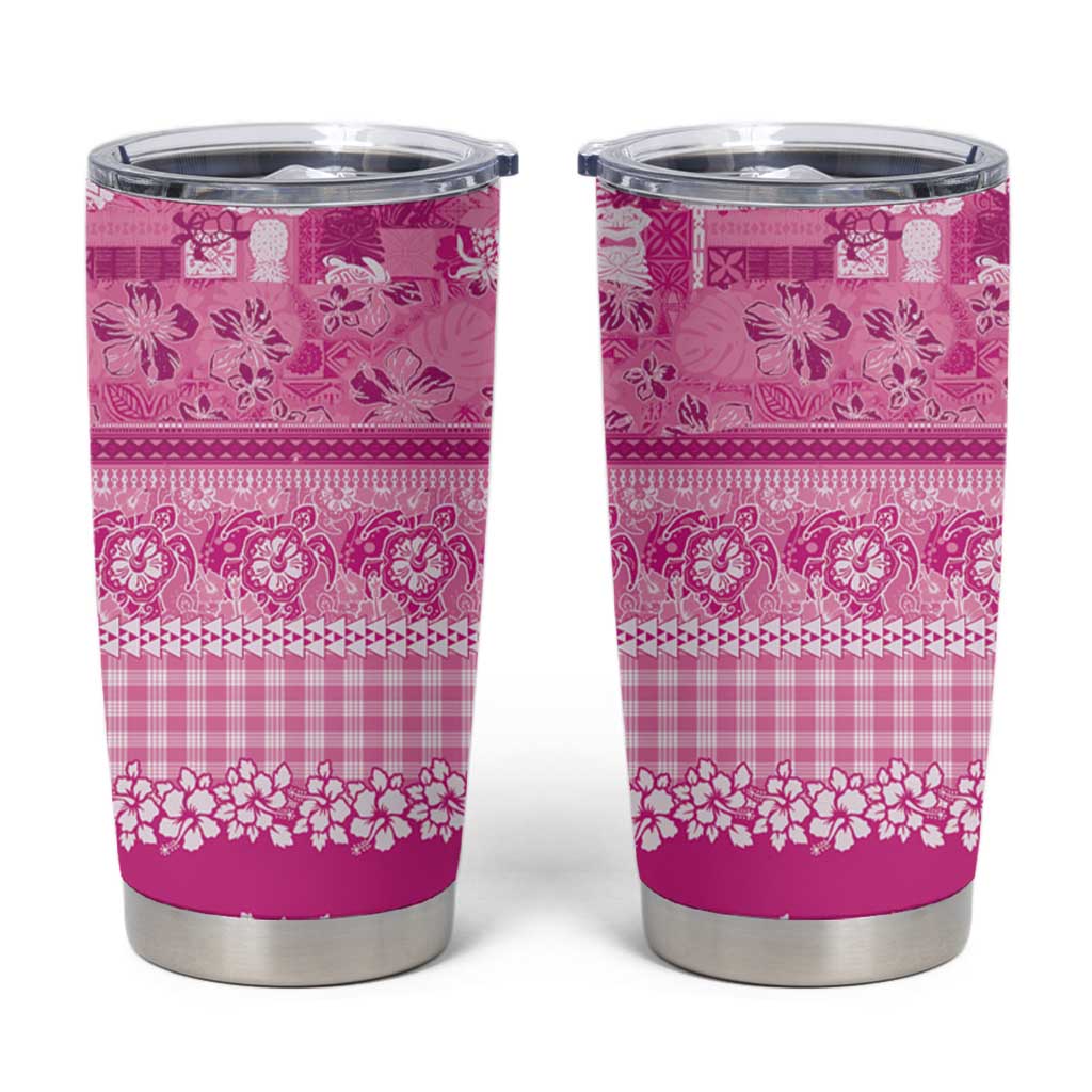 Hawaiian Hibiscus Honu Tumbler Cup Pink Mele Kalikimaka Palaka Spirit - Polynesian Pride