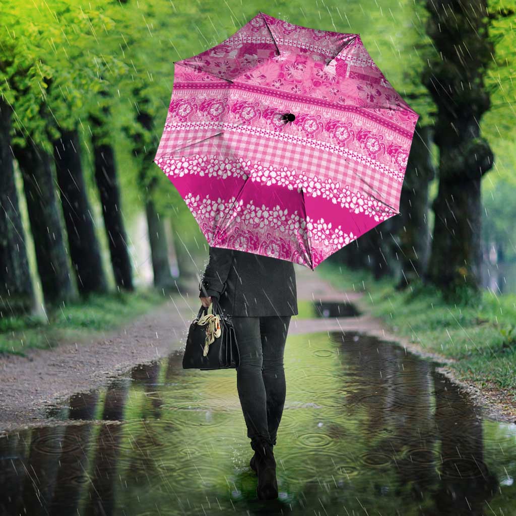 Hawaiian Hibiscus Honu Umbrella Pink Mele Kalikimaka Palaka Spirit - Polynesian Pride