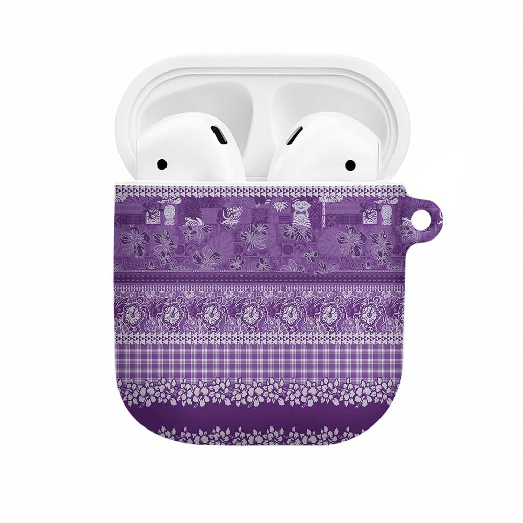 Hawaiian Hibiscus Honu AirPods Case Purple Mele Kalikimaka Palaka Spirit - Polynesian Pride