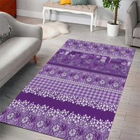 Hawaiian Hibiscus Honu Area Rug Purple Mele Kalikimaka Palaka Spirit - Polynesian Pride