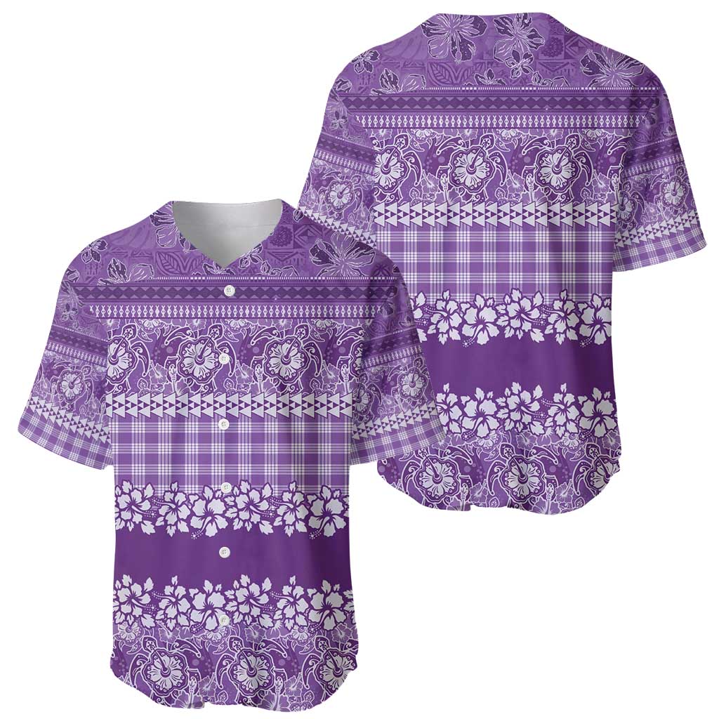 Hawaiian Hibiscus Honu Baseball Jersey Purple Mele Kalikimaka Palaka Spirit - Polynesian Pride