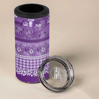 Hawaiian Hibiscus Honu 4 in 1 Can Cooler Tumbler Purple Mele Kalikimaka Palaka Spirit - Polynesian Pride