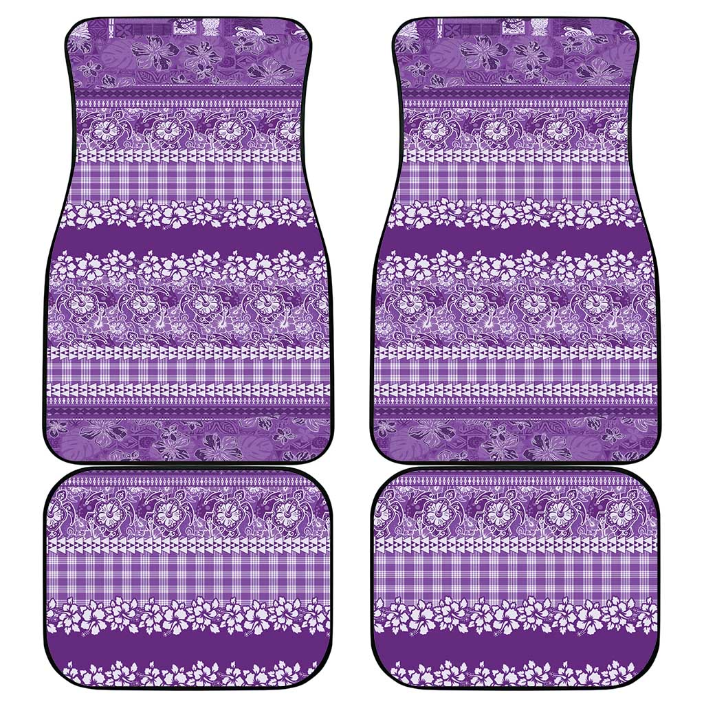 Hawaiian Hibiscus Honu Car Mats Purple Mele Kalikimaka Palaka Spirit - Polynesian Pride