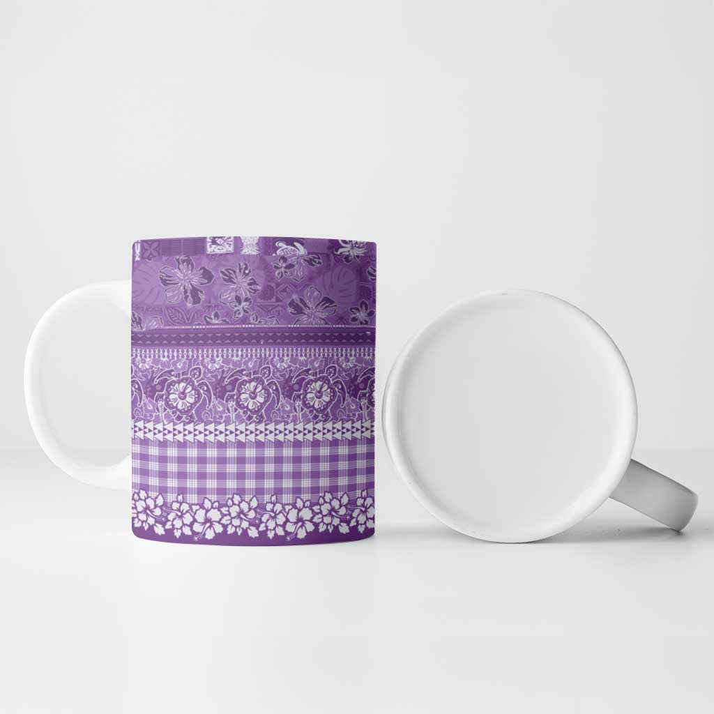 Hawaiian Hibiscus Honu Ceramic Mug Purple Mele Kalikimaka Palaka Spirit - Polynesian Pride