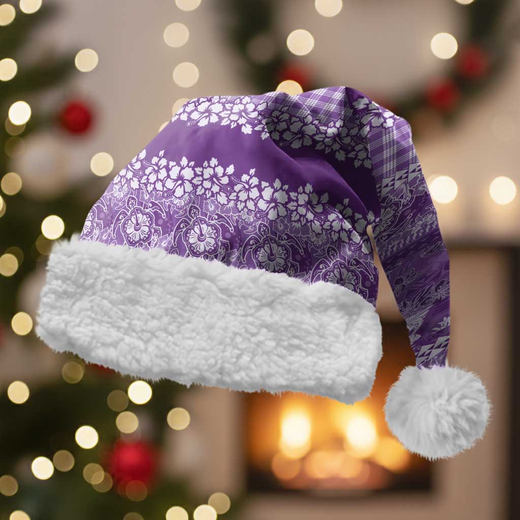 Hawaiian Hibiscus Honu Christmas Santa Hat Purple Mele Kalikimaka Palaka Spirit - Polynesian Pride