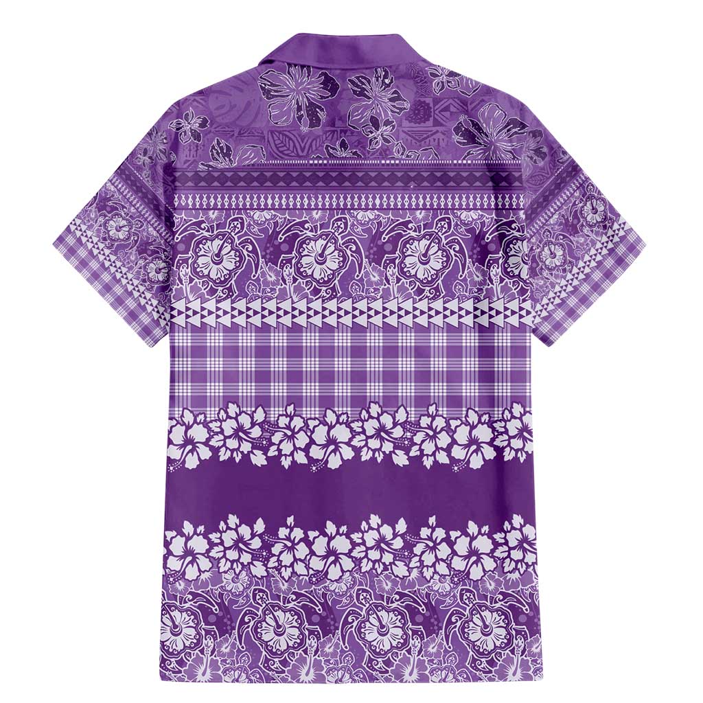 Hawaiian Hibiscus Honu Family Matching Mermaid Dress and Hawaiian Shirt Purple Mele Kalikimaka Palaka Spirit - Polynesian Pride